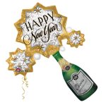 36" New Year Champagne Burst Super Shape Mylar Balloon  Inflated