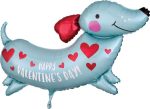 Valentine HVD Weiner Dog Mylar Balloon 37 Inch Inflated