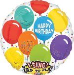 Happy Birthday (Music) Singing 28 inch Mylar Balloon Inflated