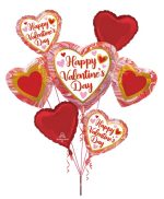 Valentines Day Marble Heart  Balloon Bouquet with Weight