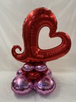 Hollow Heart Center Piece Valentine Mylar Balloon Inflated with Air