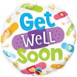 Get Well Soon bandages Mylar Balloon 18 Inflated With Helium