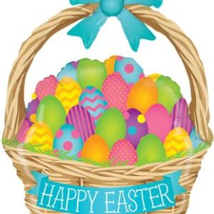 Jumbo Easter Egg Hunt Basket Mylar Balloon Inflated