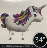 Mylar Walking Unicorn Balloon 34 Inch Inflated with Air Only