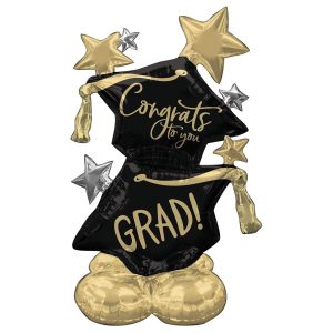 Graduation Stars and Hat Mylar Balloon 51 Inch Inflated - Air only