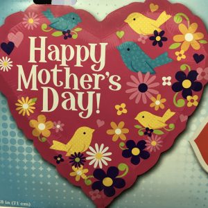 Happy Mother's Day Heart with birds & Daisy Flowers 28in Mylar Balloon Inflated