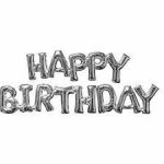 Silver Happy Birthday Air Filled Balloons Banner 30x26x18 (Does Not Float)