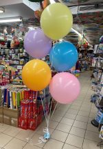 24" Balloon Bouquet Inflated With Helium and attached to weight
