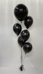 Mix Black Latex Balloon Bouquet Inflated With Helium and attached to weight