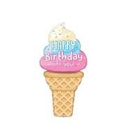 Happy Birthday to You Ice Cream Corn 5ft Mylar Balloon Inflated