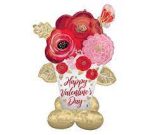 Valentine's Day Satin Painted Flowers Mylar Balloon 53 inch Inflated with Air Only