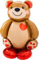 Valentine's Day Cuddly Teddy Bear Mylar Balloon 48 inch Inflated with Air Only