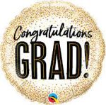 Congratulations Grad - 18in Gold Glitter Mylar Balloon inflated