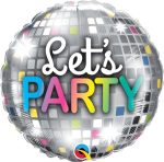 Let's Party Disco ball Mylar Balloon 18 inch  Inflated