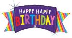 Happy Birthday Rainbow Banner 46 Inch Mylar Balloon Inflated