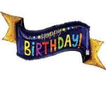 Happy Birthday Glitter Holographic 45 Inch Mylar Balloon Inflated