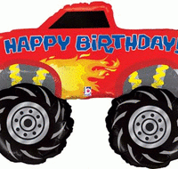 Happy Birthday Monster Truck 40" Inch Mylar Balloon Inflated with Helium