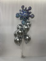 Elegant Mylar Snowflake and 11" Latex Balloon Bouquet ( Christmas and Winter) Inflated With Weight
