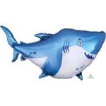 Blue Shark Shpershape (Fish) 40 Inch Mylar Balloon Inflated