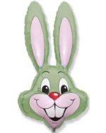 Easter Bunny Rabbit Head Pastel Mint Green 35 Inch Mylar Balloon Inflated