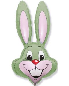 Easter Bunny Rabbit Head Pastel Mint Green 35 Inch Mylar Balloon Inflated