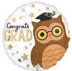 Congrats Grad Owl Mylar Party Balloon Inflated