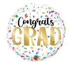 Congrats Grad Color Confetti Mylar Party Balloon Inflated