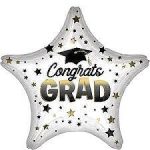 Congrats Grad Diffused Ombre Star  Mylar Party Balloon Inflated