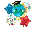 You Did it Grad Bouquet Inflated with Helium and attached to Weight