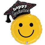 Graduation Balloon with Cap and Happy Face Inflated
