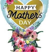 Happy Mother's Day Heart with Bunch Flowers Mylar Balloon Inflated