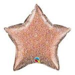 Glitter Rose Gold Color Star Mylar Balloon 20 Inch Inflated
