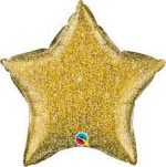 Glitter Gold Color Star Mylar Balloon 20 Inch Inflated