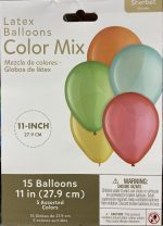 15 - 11"  Sherbet Latex Balloons Bouquet Inflated with Helium Attached with Weight