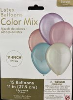 15 - 11"  Sorbet Latex Balloons Bouquet Inflated Attached with Weight
