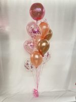 Mixed Pink Confetti Latex Balloon Bouquet Inflated with Weight
