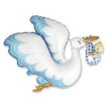 Stork Baby Boy Mylar Balloon Inflated with Helium