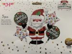 Santa Claus Merry Christmas Mylar Balloons Bouquet Inflated with Weight