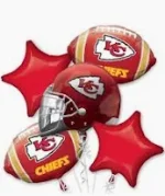 Kansas City Super Bowl Football Balloons Bouquet with Weight
