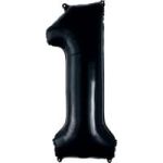 Number 1 Black Foil Balloon 35 inch Inflated with Balloon Weight Attached