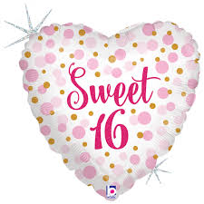 Sweet 16 Polka Dots Mylar Balloon 18 Inch Inflated