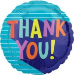 Thank You with Blue Colors Mylar Balloon 18 Inch Inflated