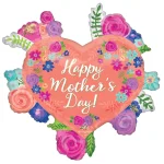 Happy Mother's Day Heart with flowers 27 inch Mylar