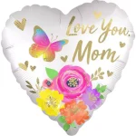 love you mom flowers and butterfly 18 inch mylar