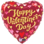18" Happy Valentine's Day Mylar Balloon  Inflated