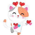 Valentine's Day Purr-Fect Kitty 31 Inch Mylar Balloon Inflated