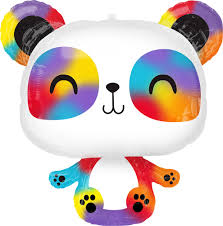 Colorful Panda Supershape Mylar Balloon 24 inch Inflated