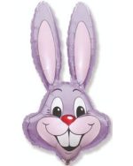 Easter Bunny Rabbit Head Pastel Lilac 35 Inch Mylar Balloon Inflated