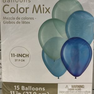 15 - 11" Aqua Latex Balloons Bouquet Inflated Attached with Weight