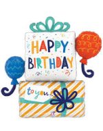 Happy Birthday 35 Inch Gift Mylar Balloon inflated